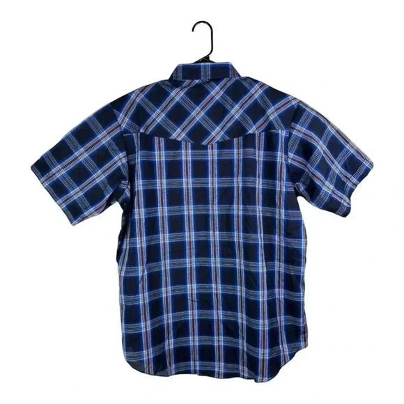 Ely Cattleman Red Blue Western Pearl Snap Plaid SHORT SLEEVE BUTTON UP SHIRT XL - Picture 5 of 10